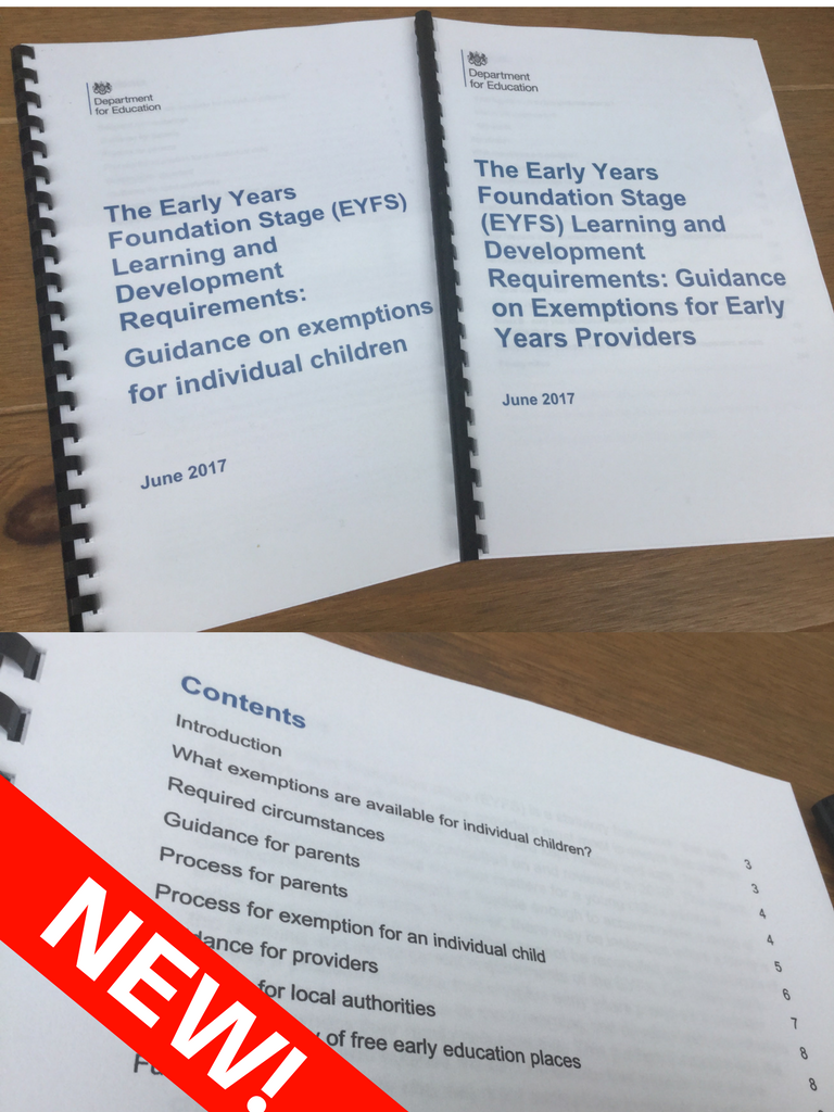 NEW! EYFS Development Requirments - Exemptions