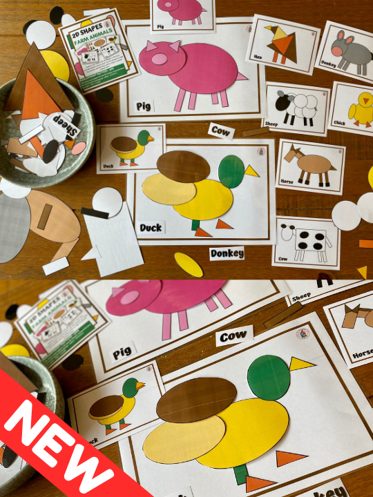 NEW 2D Shape - Farm Animals